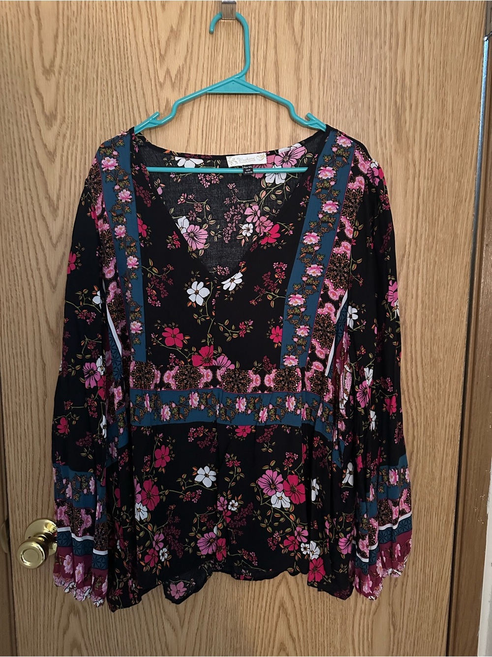 Weekend Max Mara Black Floral Long-Sleeve Boho Top